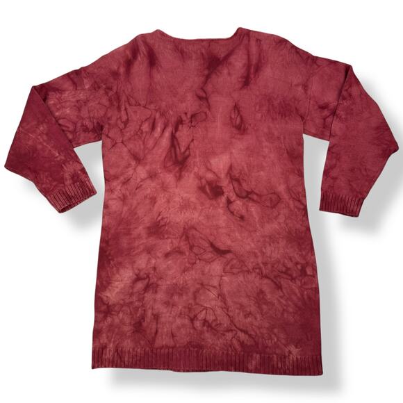 Vintage cowgirl western red cotton tie-dyed fringe sweater dress - Picture 11 of 14